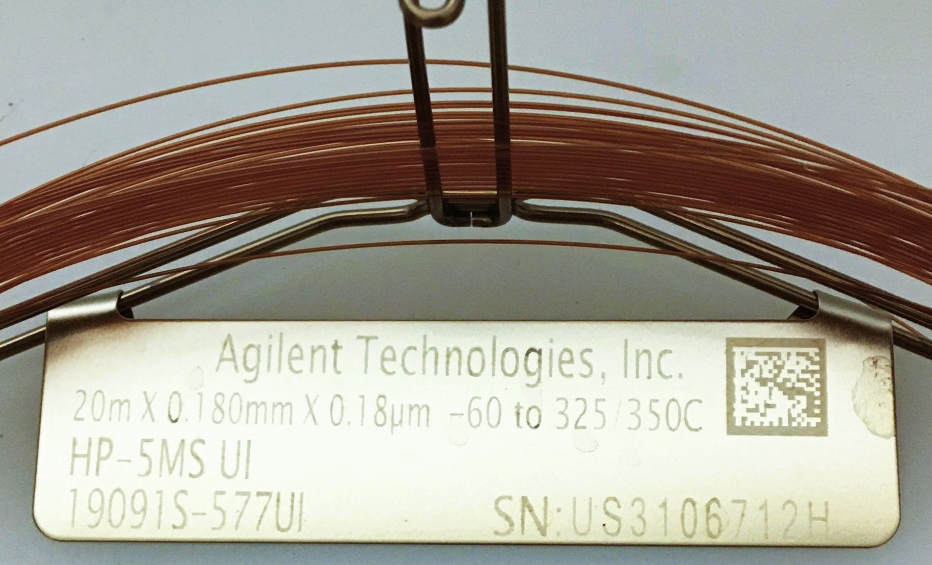 Used Agilent HP-5MS UI (19091S-577UI) Capillary Column (20M x 0.18mm x 0.18µm)