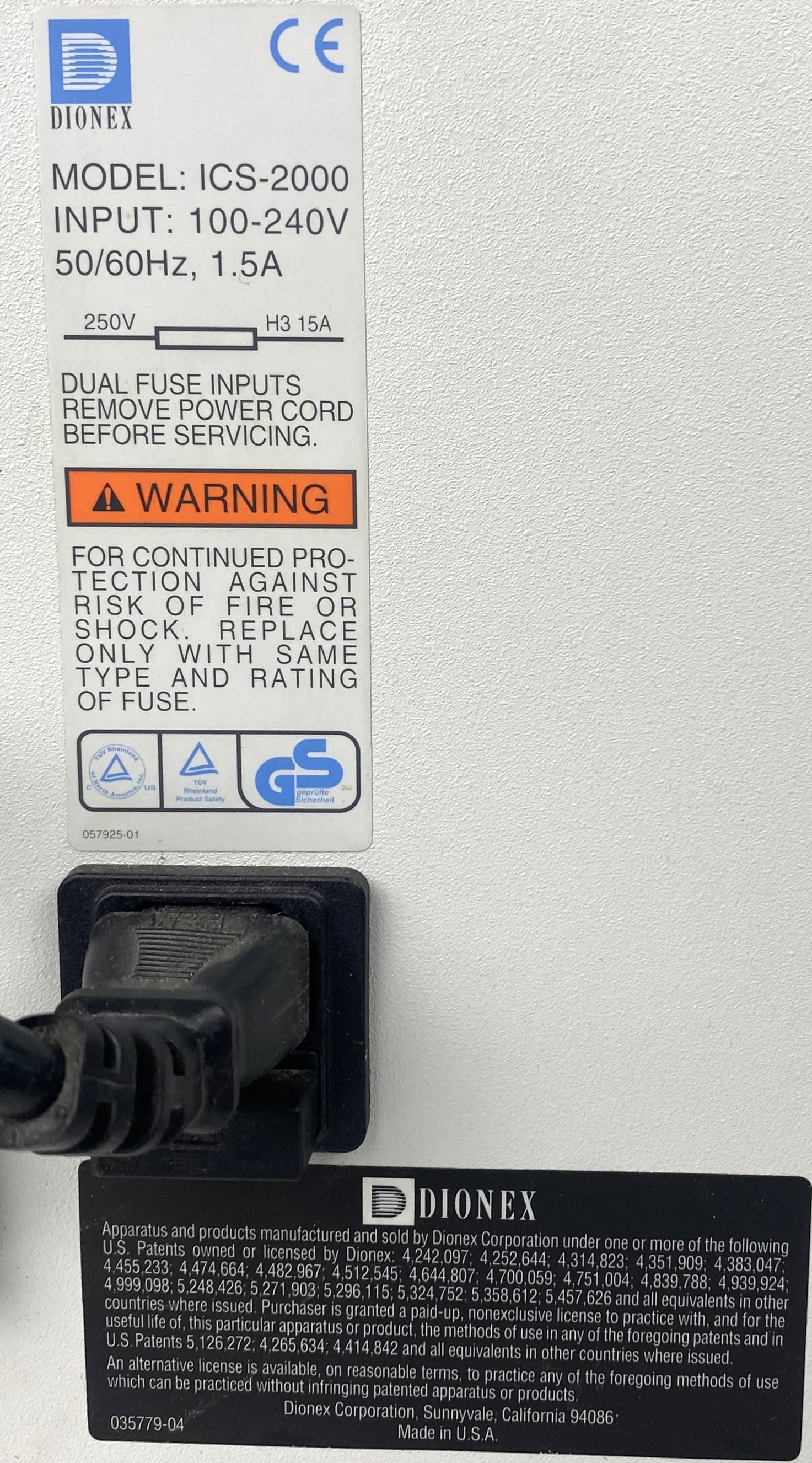 As is Dionex ICS-2000 Ion Chromatograph (AS-IS FOR PARTS)
