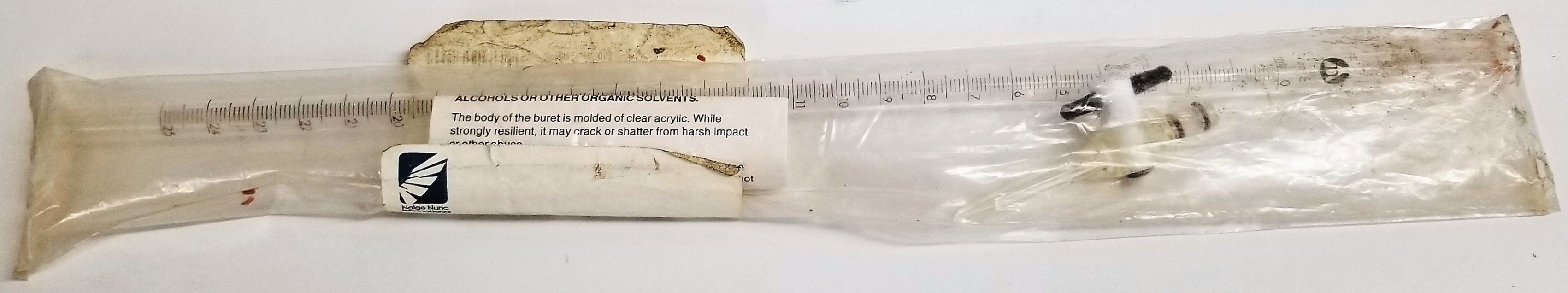 New Open Box Nalgene 3650-0025 Acrylic Buret (25mL)