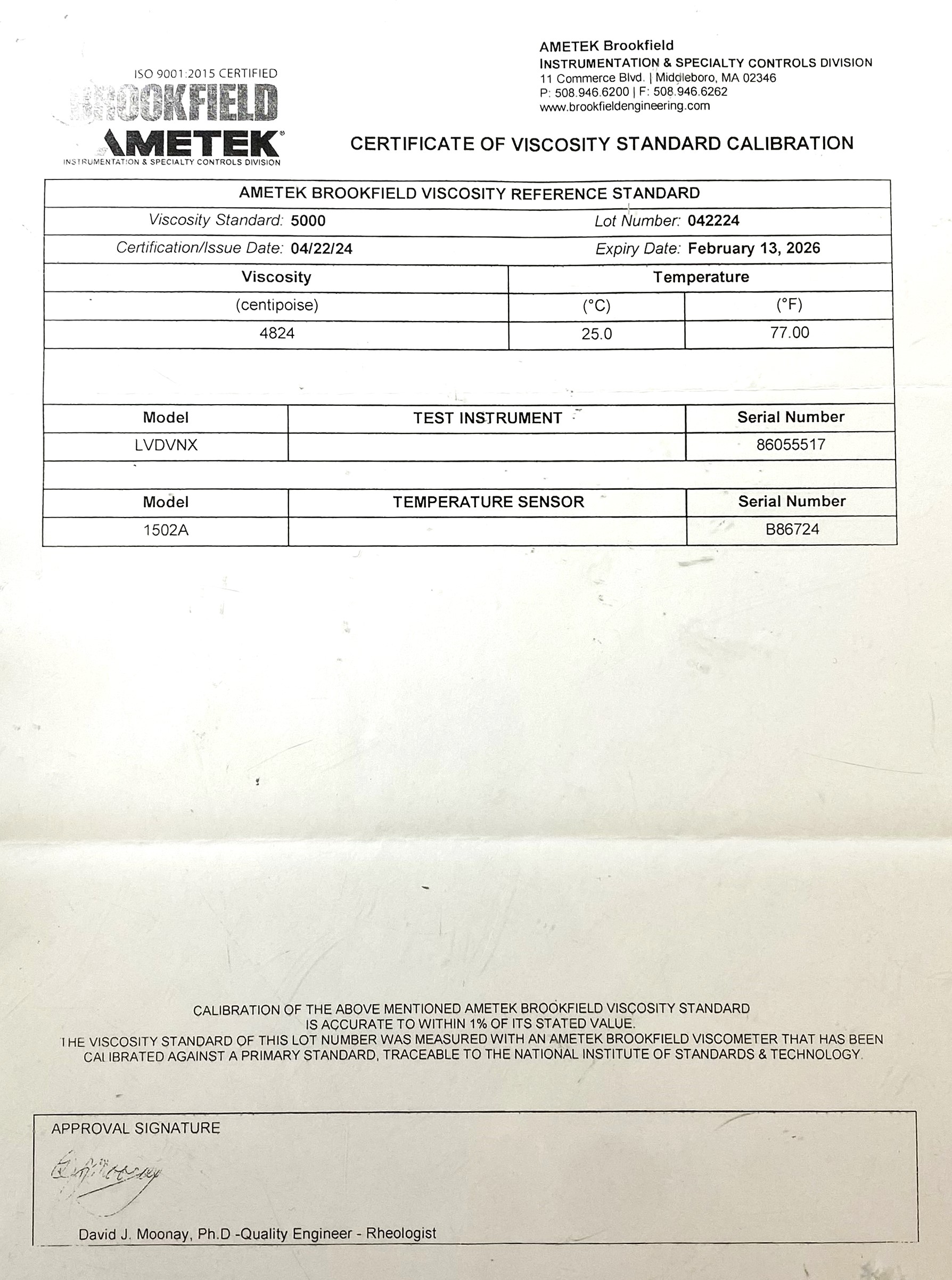 Used Brookfield LV-DV-II Digital Viscometer with Spindles, Stand and Carrying Case