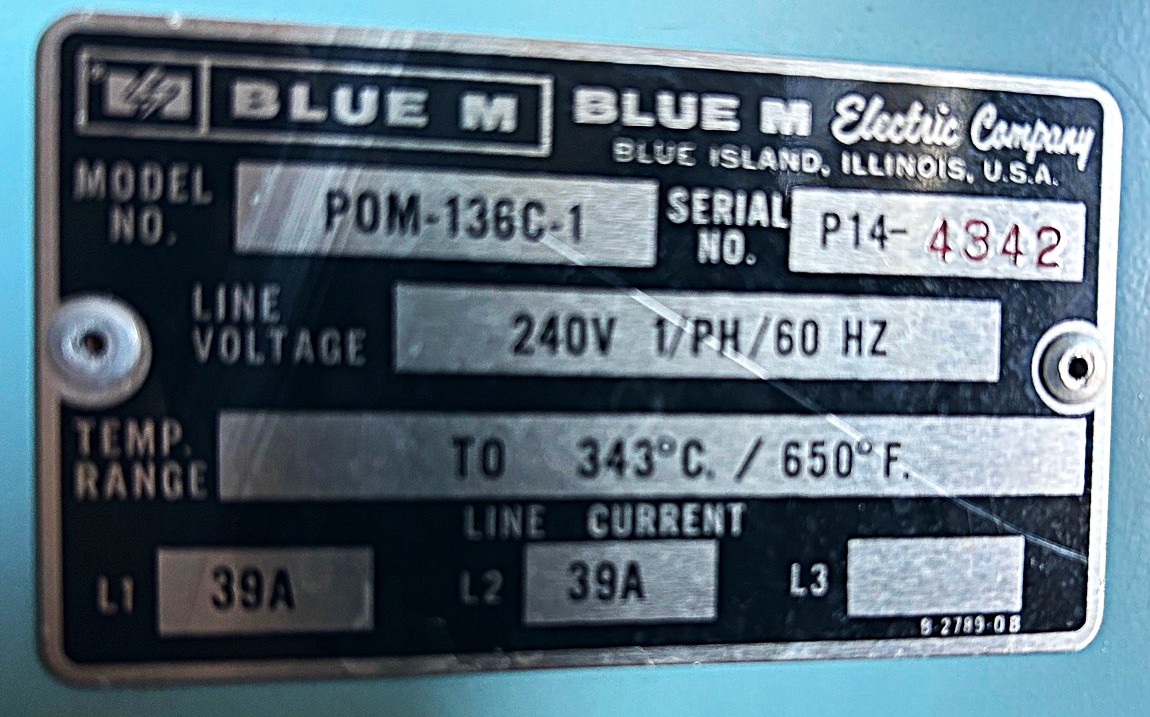 Used Blue-M POM-136C-1 Forced-Air Oven (11 Cu-Ft)