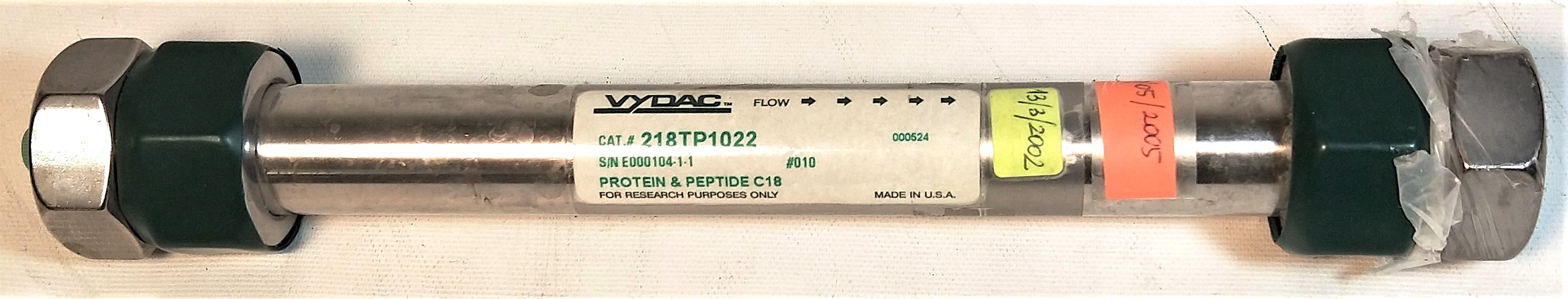 Used Vydac 218TP1022 C18 Preparative HPLC Column (25 cm × 22 mm x 10µm)