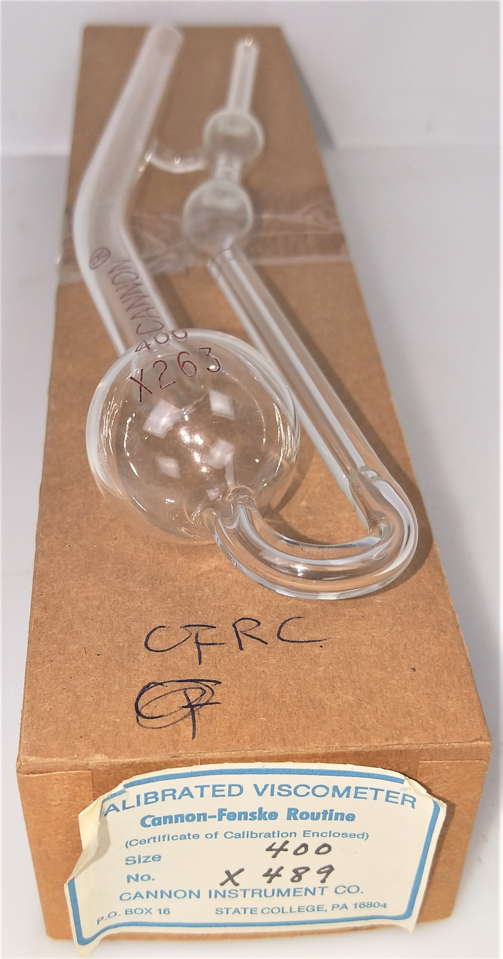 New Open Box Cannon-Fenske CFRC-400 Certified Routine Viscometer Tube - Size 400