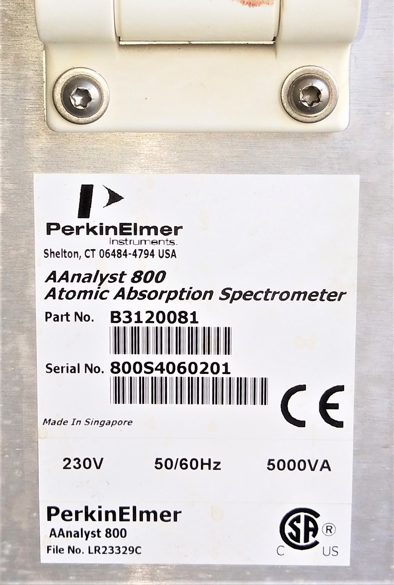 As is Perkin Elmer AAnalyst 800 AA Spectrometer with AS800 Autosampler and Cooling Accessory