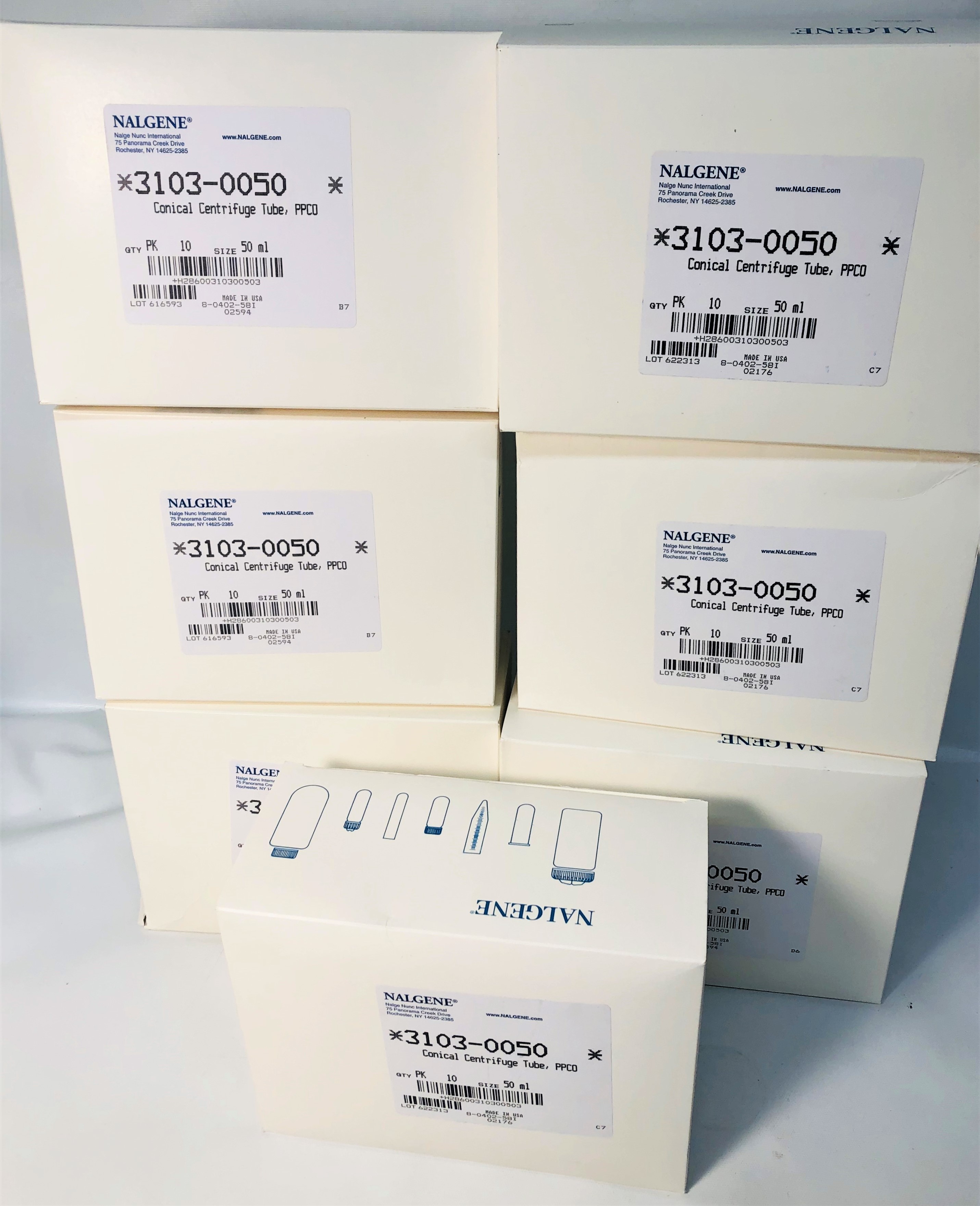 New Open Box Nalgene 3103-0050 Conical Centrifuge Tube - 50mL (Pack of 10)