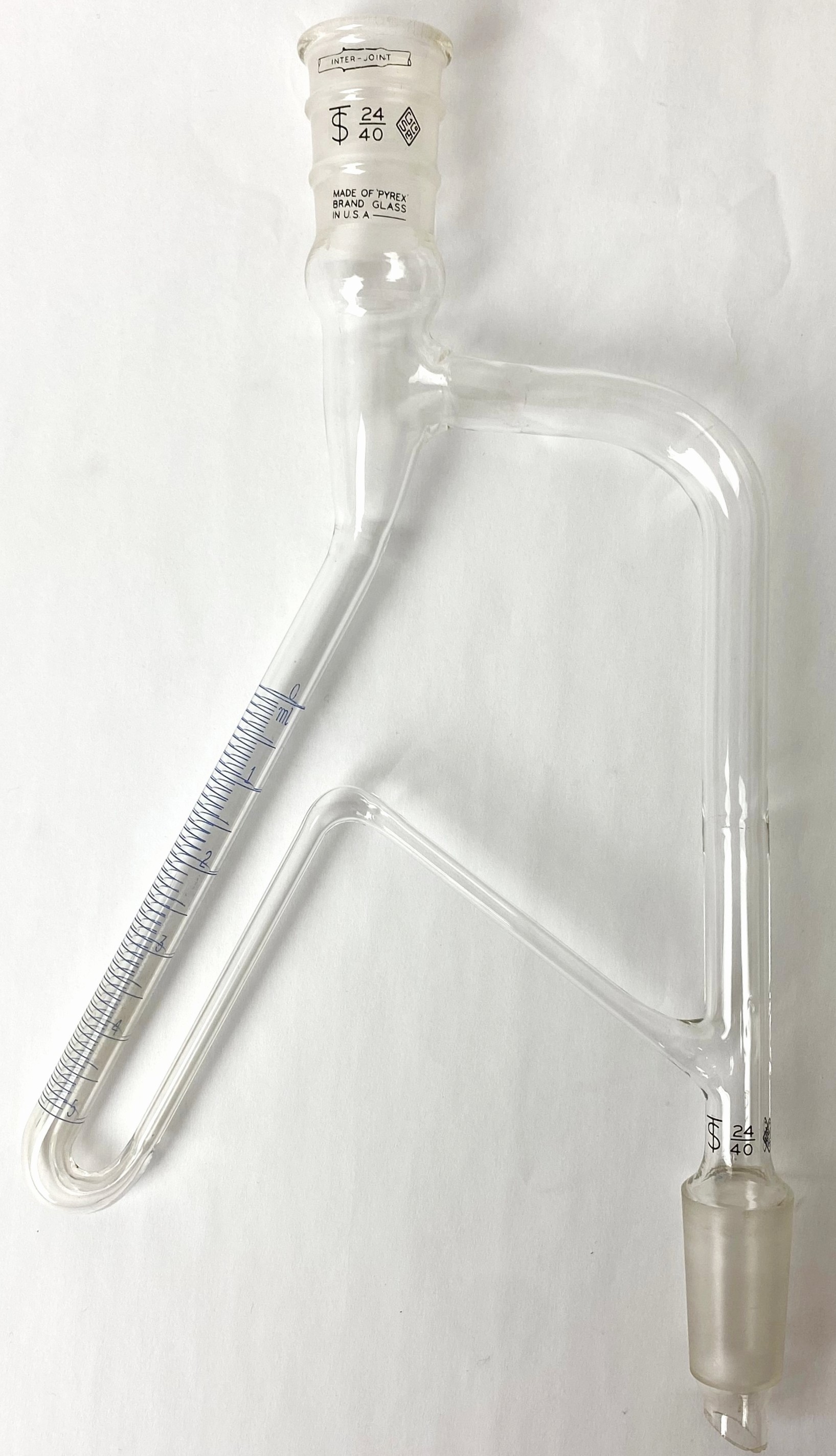 Used Corning PYREX 3582 Oil Dilution Distillation Receiver - 5mL