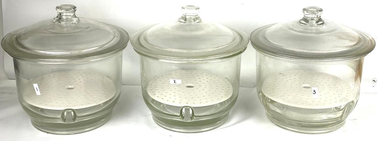 Used Corning PYREX 3081-250 (or Similar) Glass Desiccator with Coors Plate (10.5L)