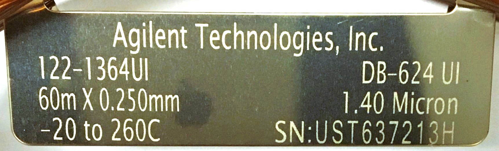 New Open Box Agilent DB-624 (123-1362UI) Capillary Column (60M × 0.25mm x 1.40µm)