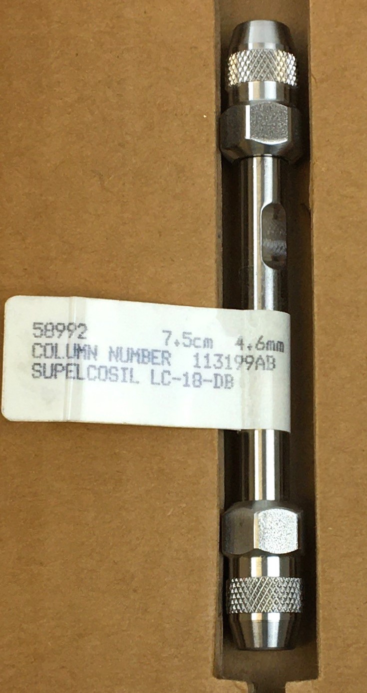 New Open Box Supelco Supelcosil LC-18-DB (58992) HPLC Column (7.5 cm × 4.6 mm x 3µm)