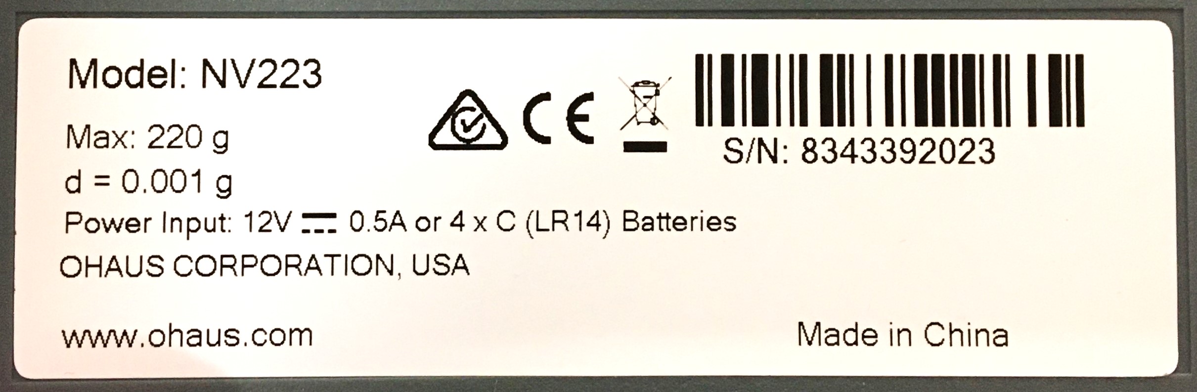 New Open Box Ohaus Navigator NV223 Precision Balance (220g x 0.001g)