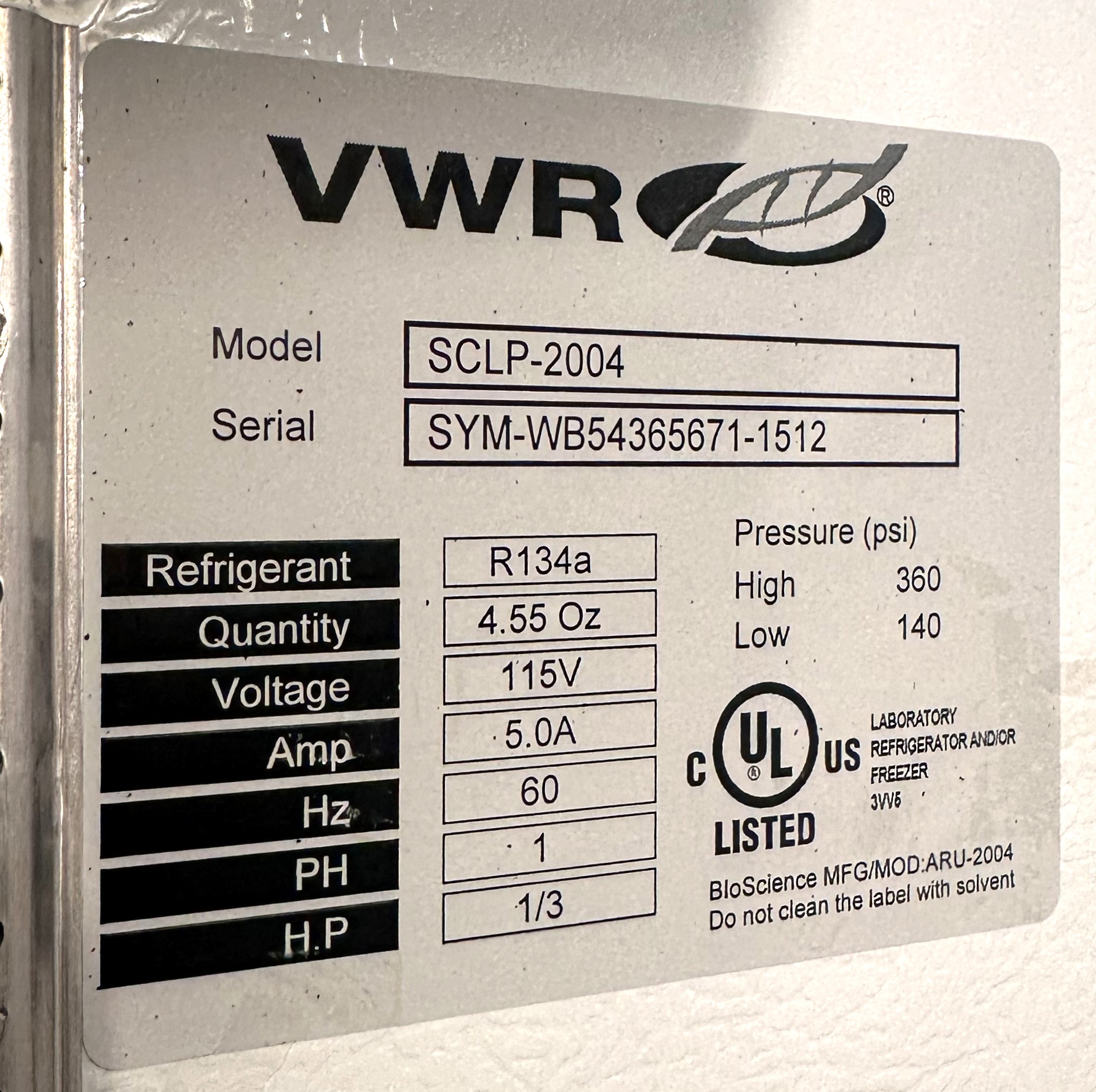 Used VWR Symphony SCLP-2004 Laboratory Refrigerator