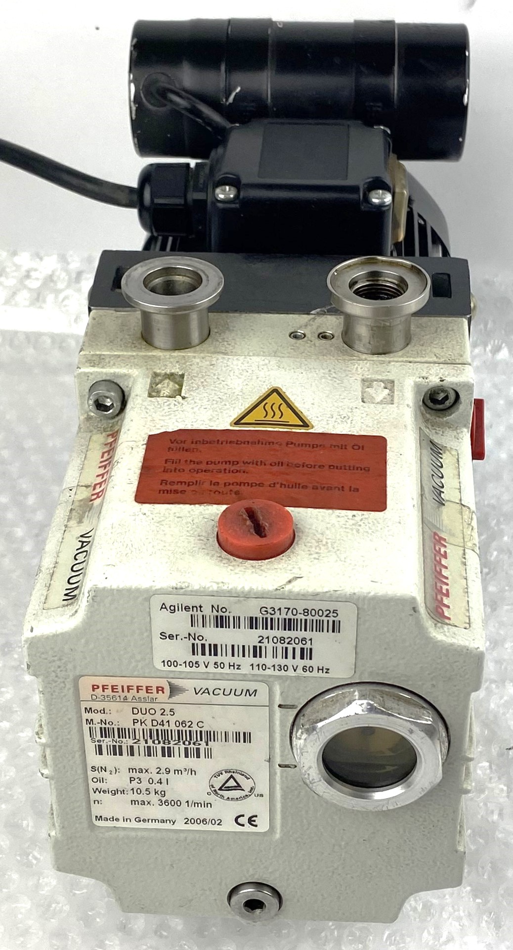 Used Pfeiffer DUO 2.5 (G3170-80025) Rotary Vacuum Pump (2.5cfm)