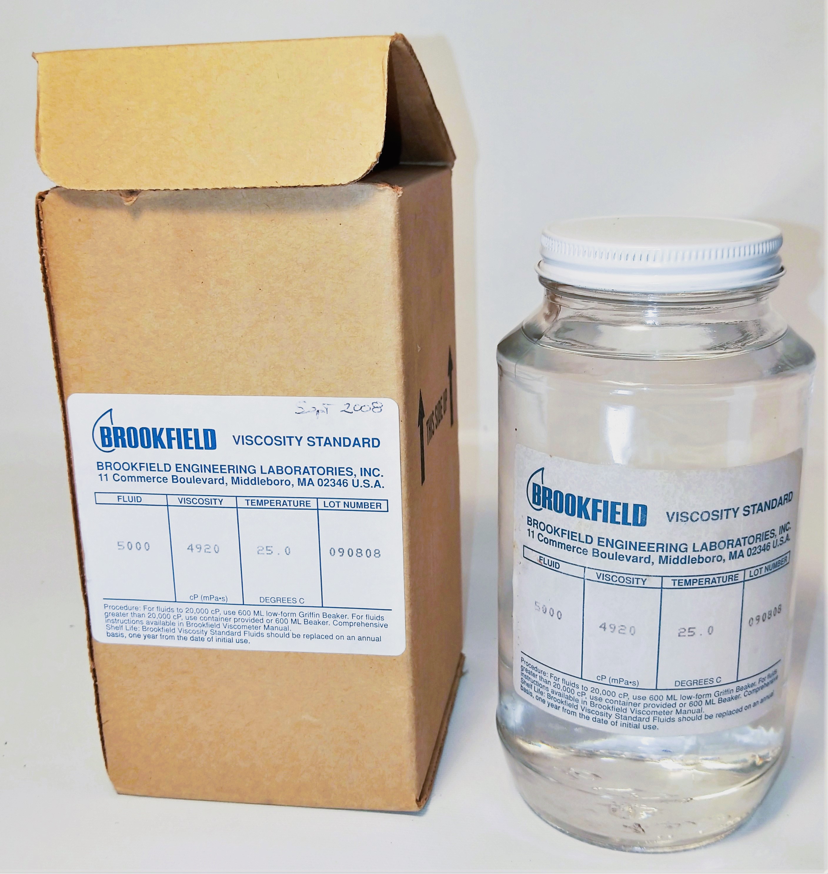 New Brookfield #5000 Viscosity Standard (5,000cp)