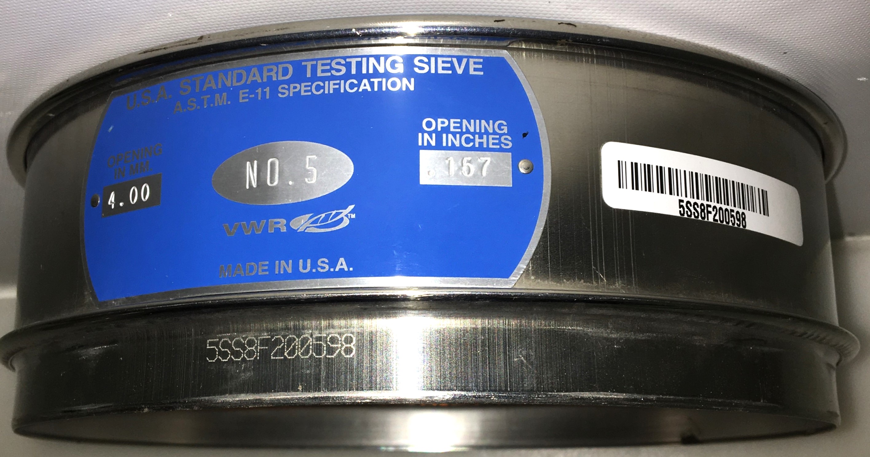 Used VWR Stainless Steel Sieve Kit - 8" Diam (Set of 4)