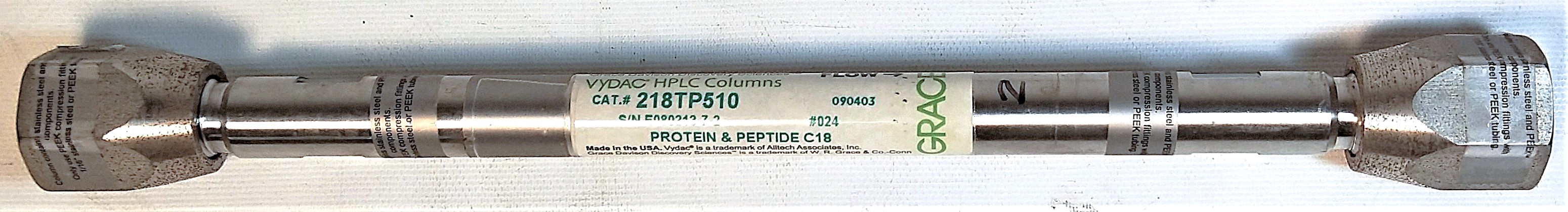 Used Vydac 218TP510 C18 Semi-Preparative LC Column (25 cm × 10 mm x 5µm)