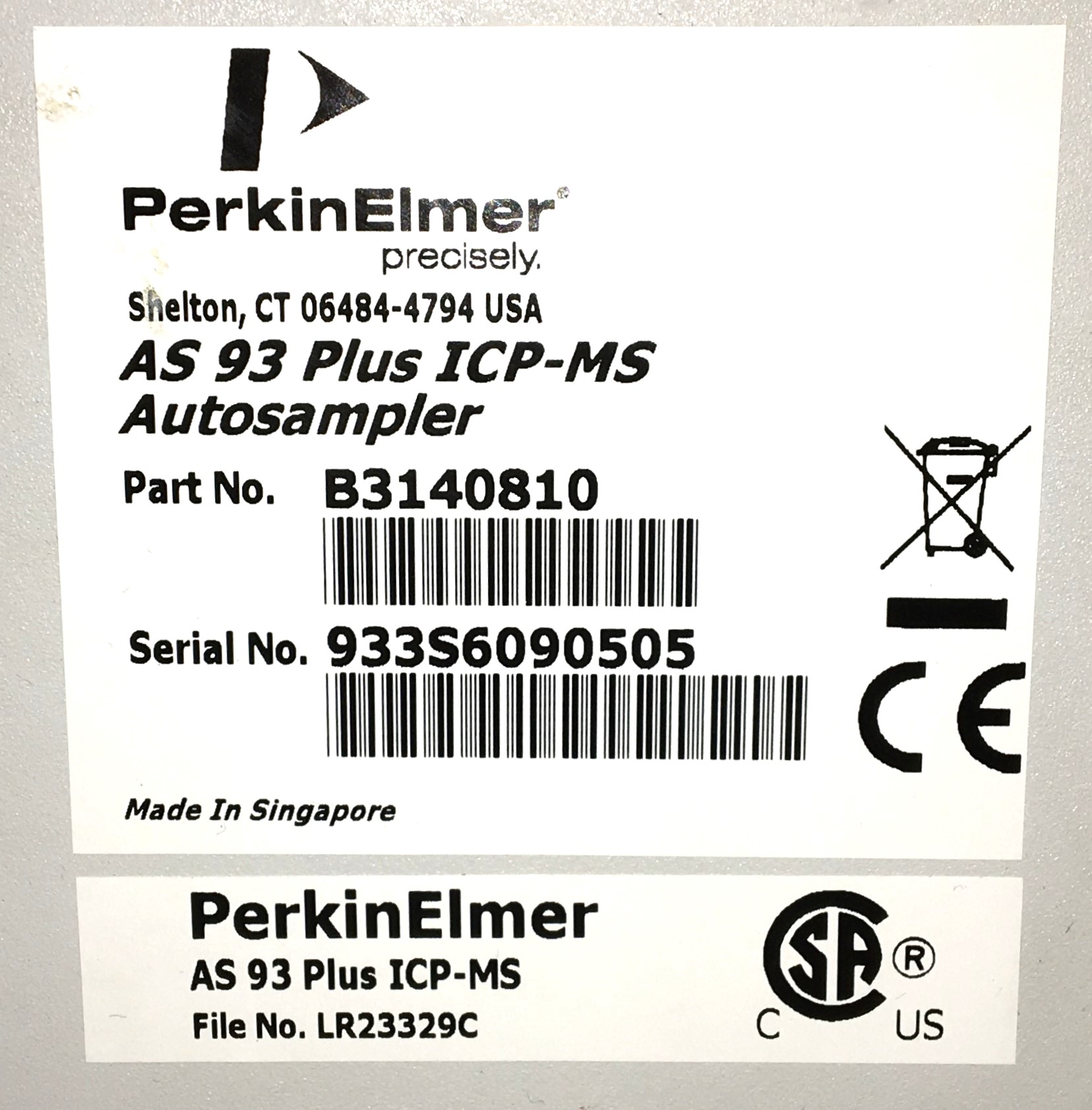 Used Perkin Elmer FIMS 100 Mercury Analyzer with AS 93plus Autosampler