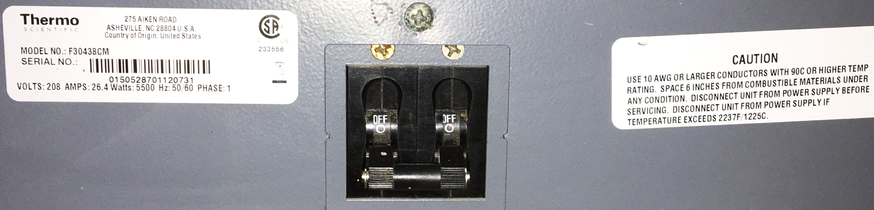 Used Thermolyne F30438CM Muffle Furnace (1.6 Cu-Ft)