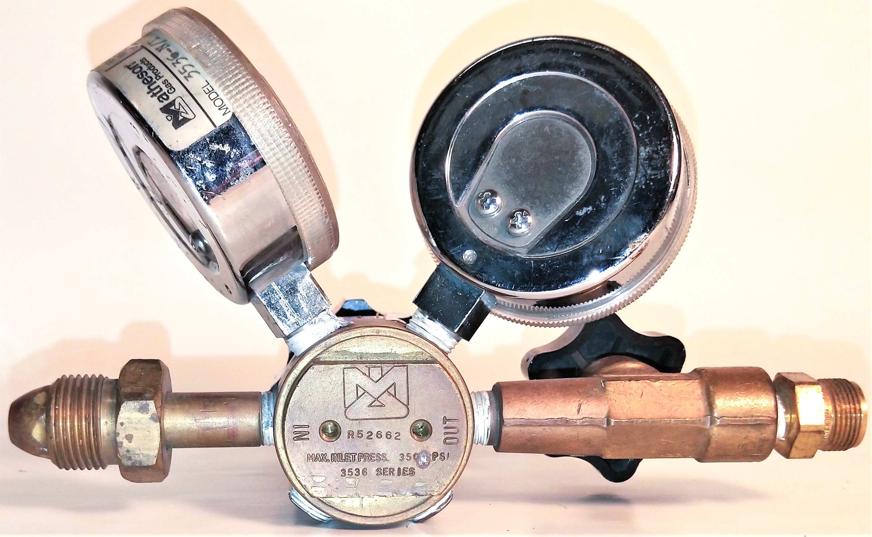 Used Matheson 3536-N/I Brass Gas Regulator (CGA 580)