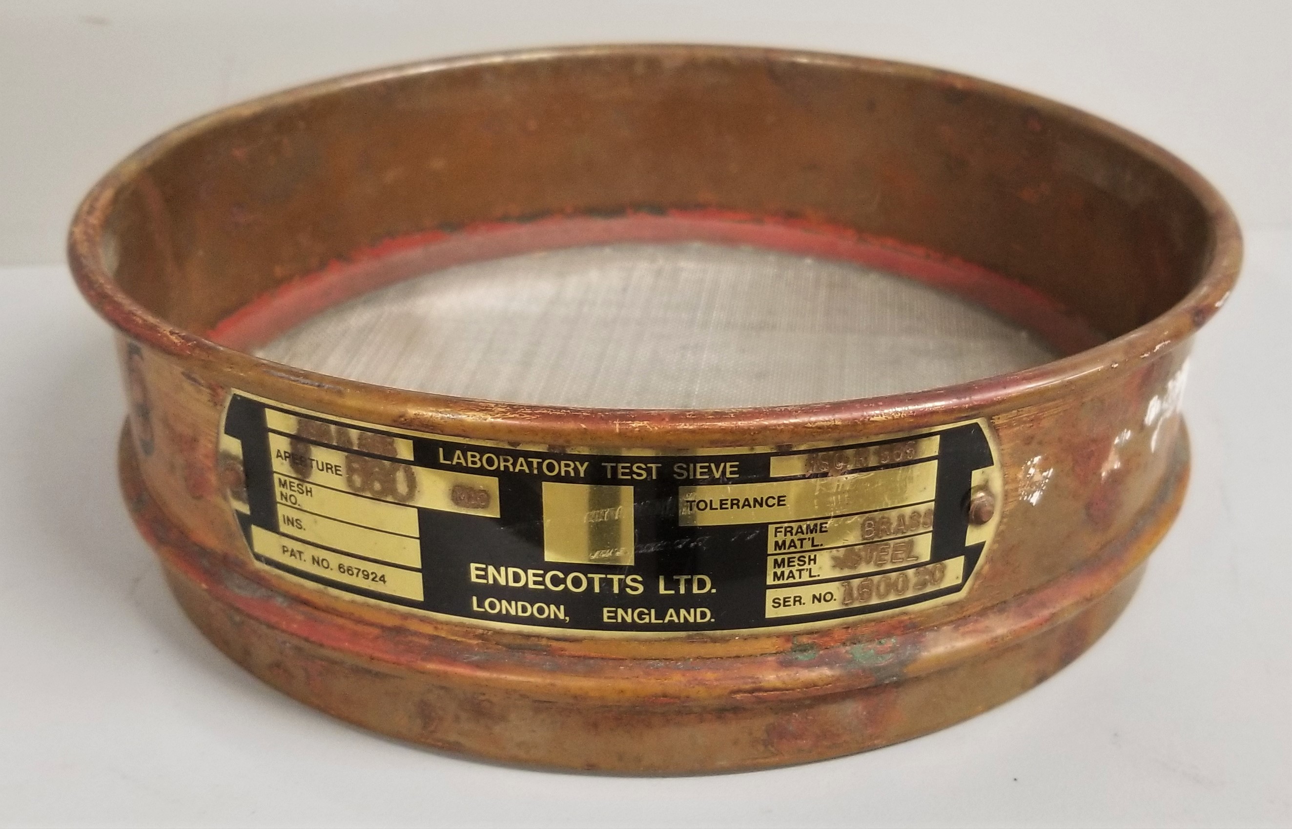 Used Endecotts #30 Brass-Stainless Steel 8" Sieve (560μm)