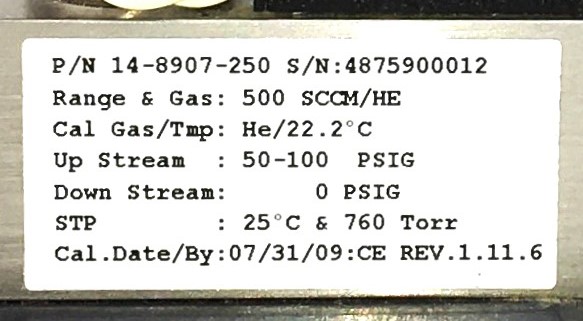 New Open Box Teledyne Hastings 14-8907-250 Mass Flow Controller