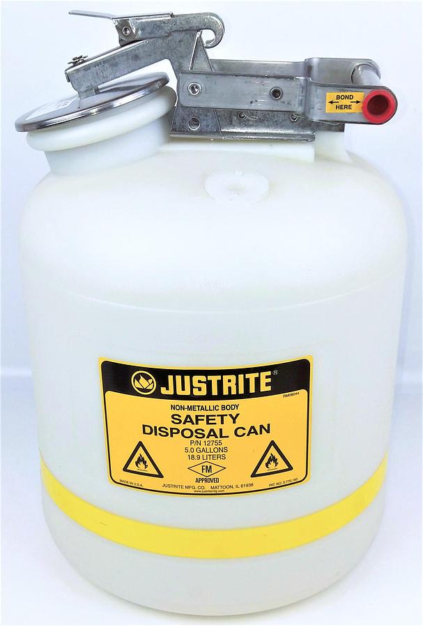 Used Justrite 12755 Safety Disposal Can - 19L (5 Gallon)