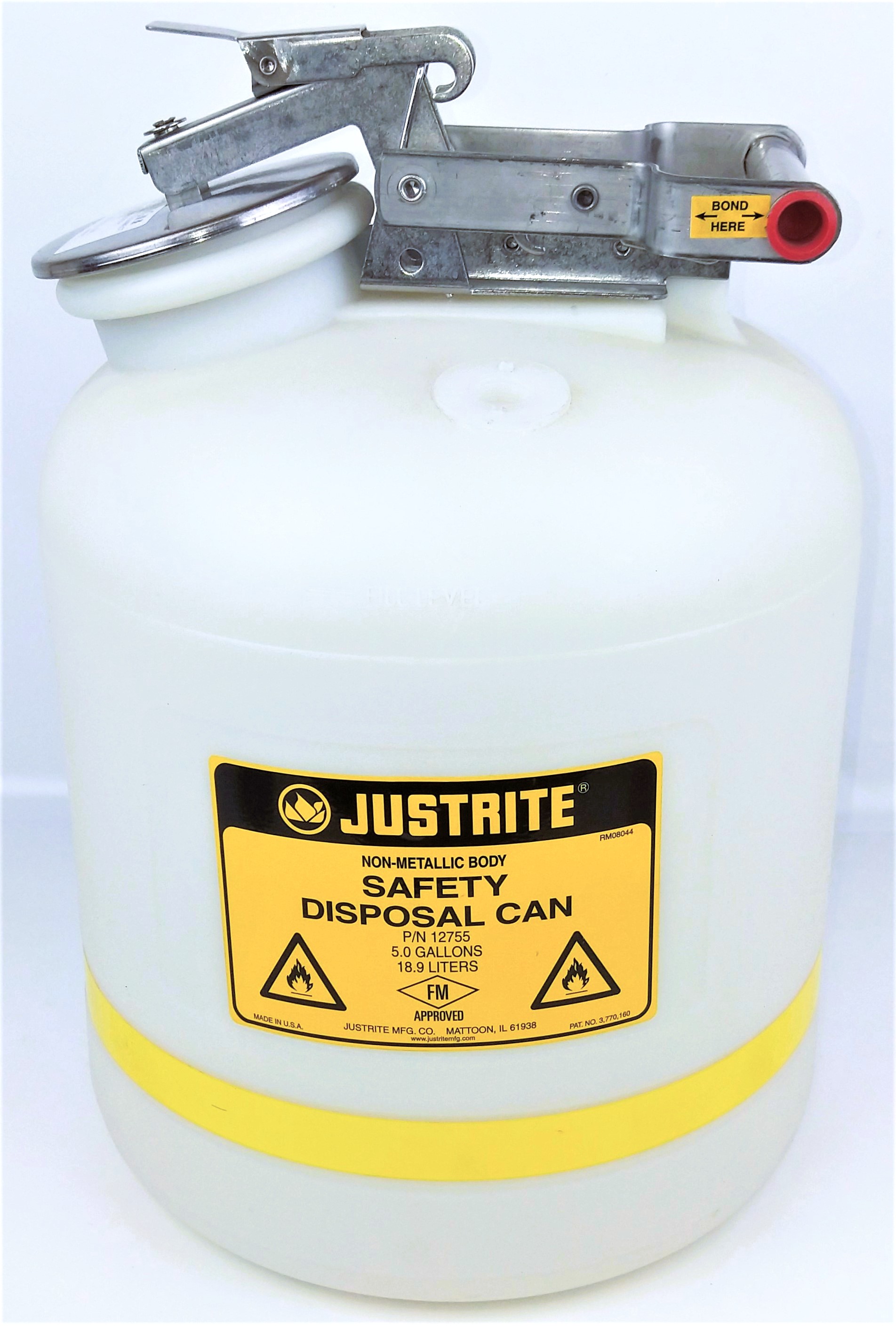 Used Justrite 12755 Safety Disposal Can - 19L (5 Gallon)