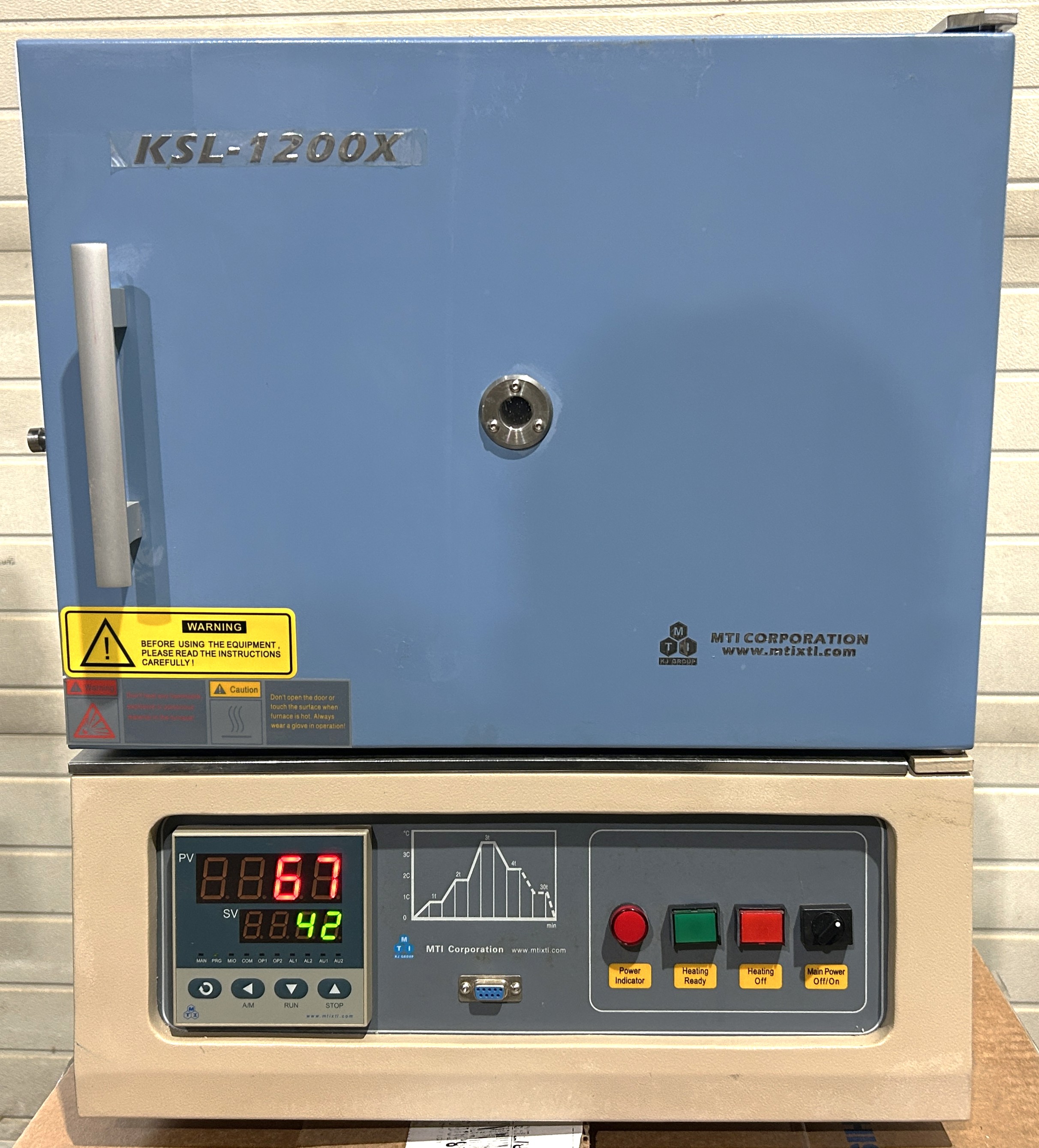 Used MTI KSL-1200X Programmable Muffle Furnace (0.95 Cu-Ft)