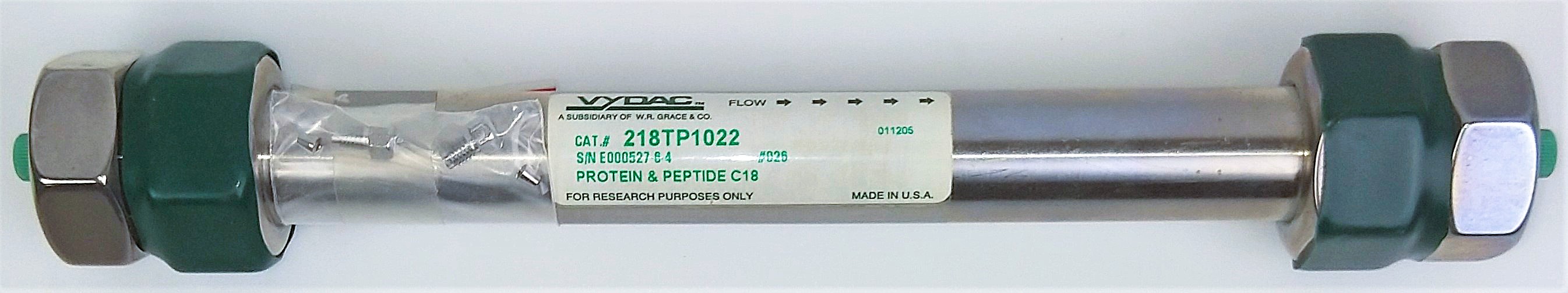 Used Vydac 218TP1022 C18 Preparative LC Column (25 cm × 22 mm x 10µm)