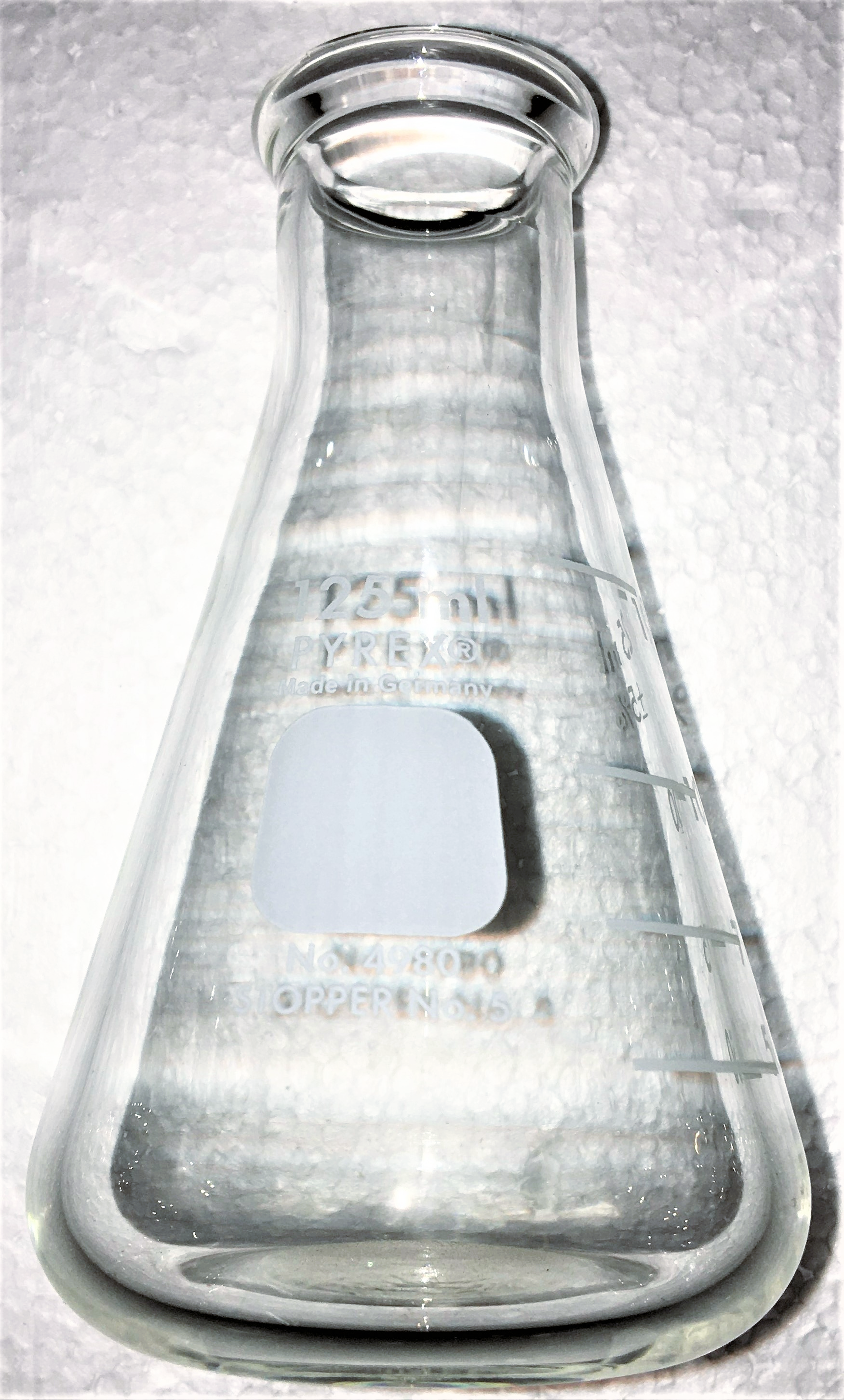 Used Corning PYREX 4980 (or Equivalent) Narrow-Mouth 125mL Erlenmeyer Flask