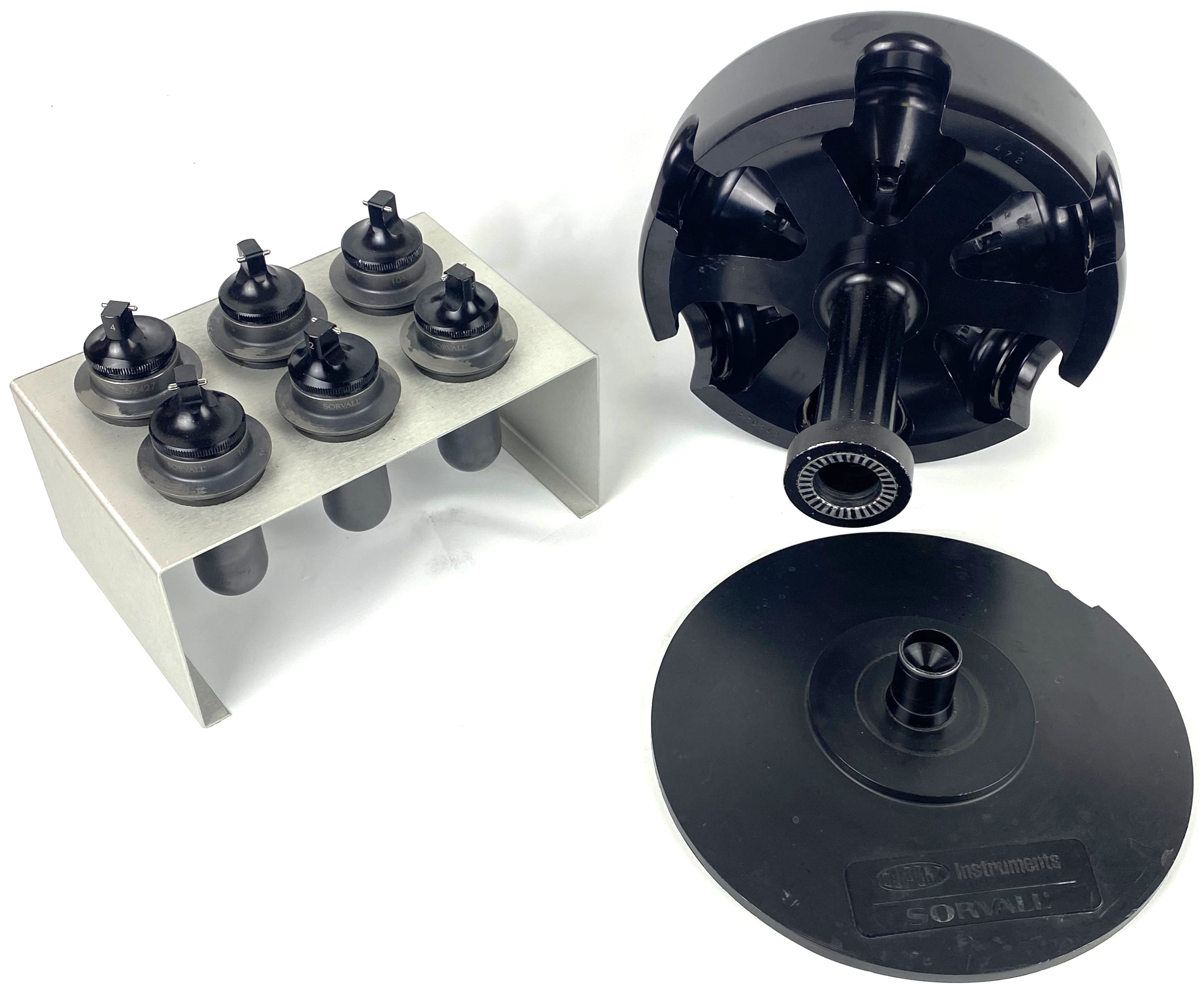 Used Sorvall (DuPont) AH-628 Swing-Out Rotor with Rack of Tubes