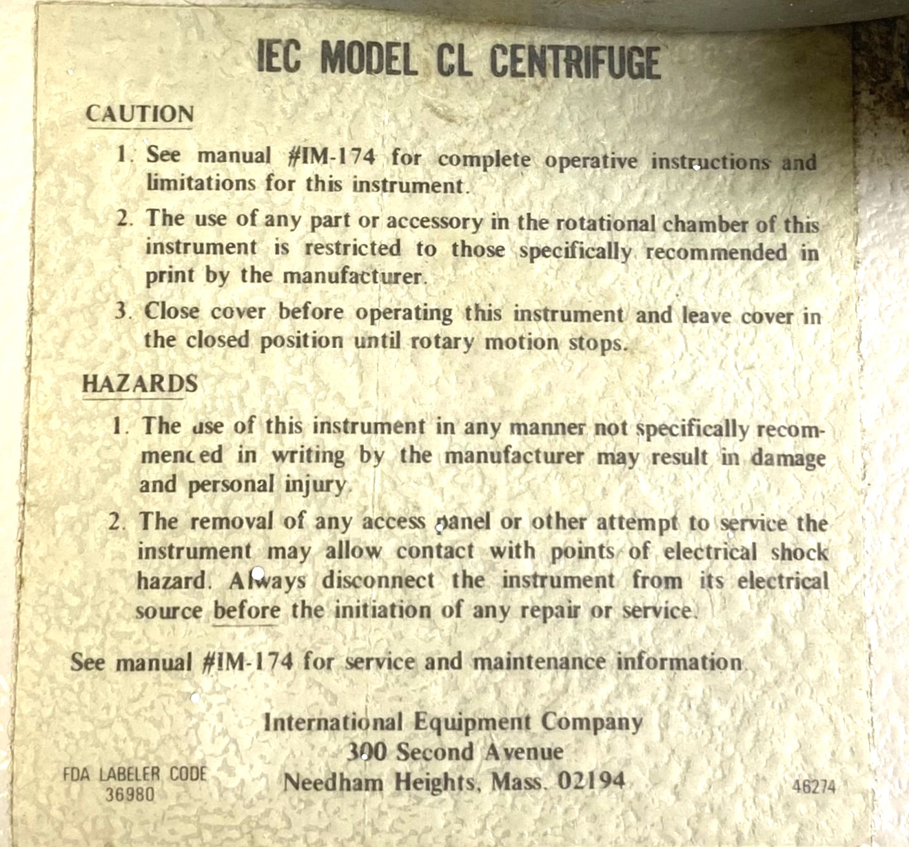 Used IEC Clinical CL Bench-model Centrifuge with 213 Rotor and Accessories (4 x 15mL)
