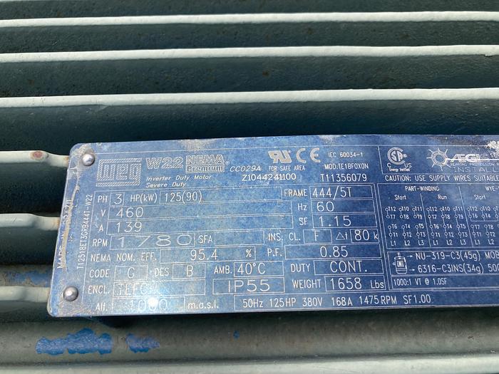 Used Used New York Blower Backward Inclined SWSI Class III AAR-8 blower