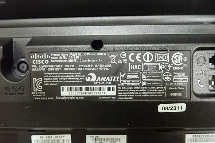 Used Lot of 3 Cisco Model CP-9951 UC Phones with 2 Stands and 1 Handset