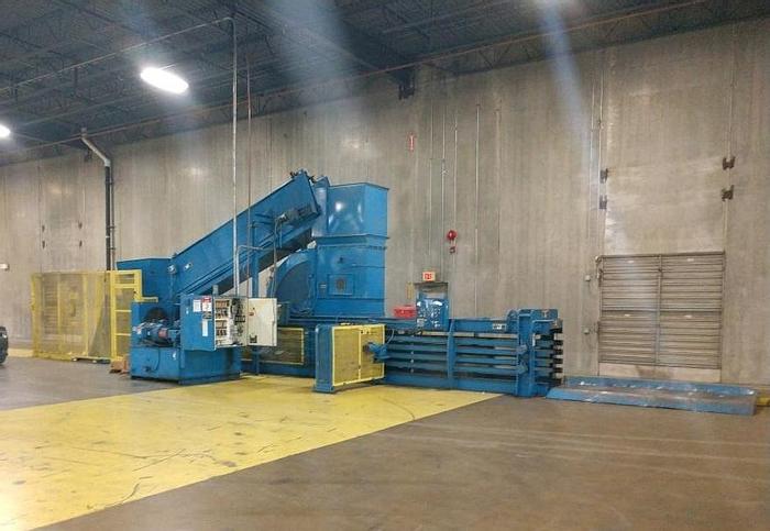 Used HARRIS SELCO MODEL HLO-128AT50 OPEN END HORIZONTAL AUTO-TIE BALER W/ CONVEYOR