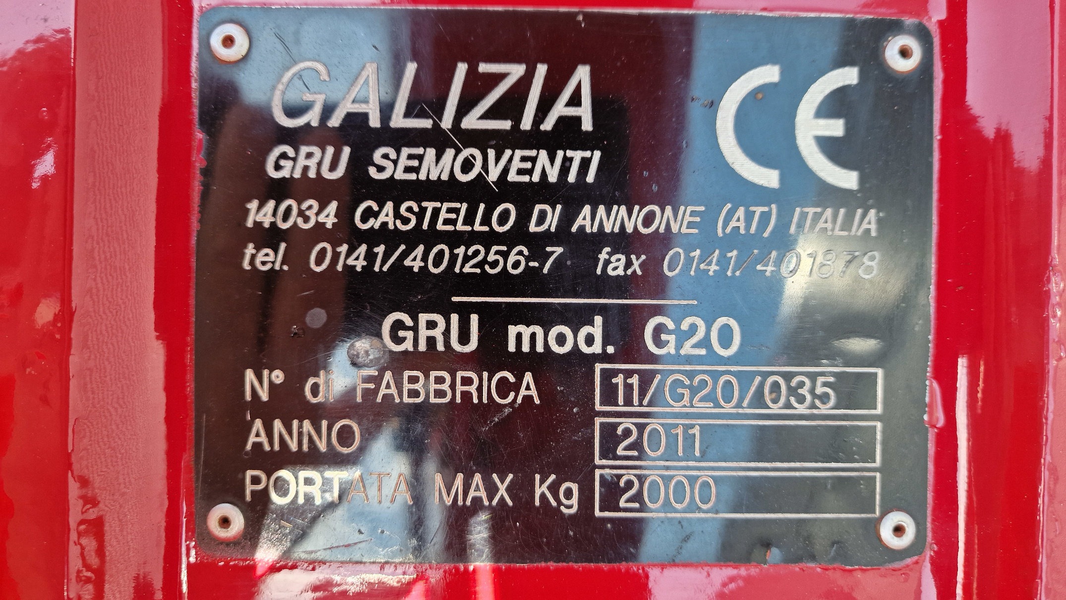 Used 2011 Galizia G20 Pick & Carry Crane