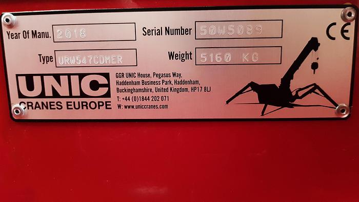Used Sold - 01/19 - 2018 UNIC URW-547 CDMER Mini Spider Crane