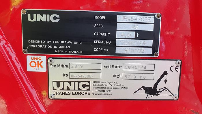Used Sold - 10/22 - 2019 UNIC URW-547 CDER Mini Spider Crane