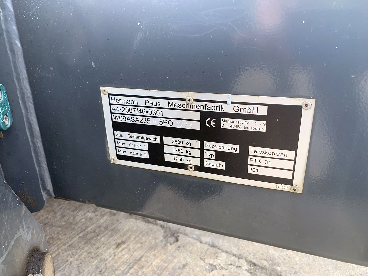 Used Sold - 02/22 - Paus PTK31 Trailer Crane