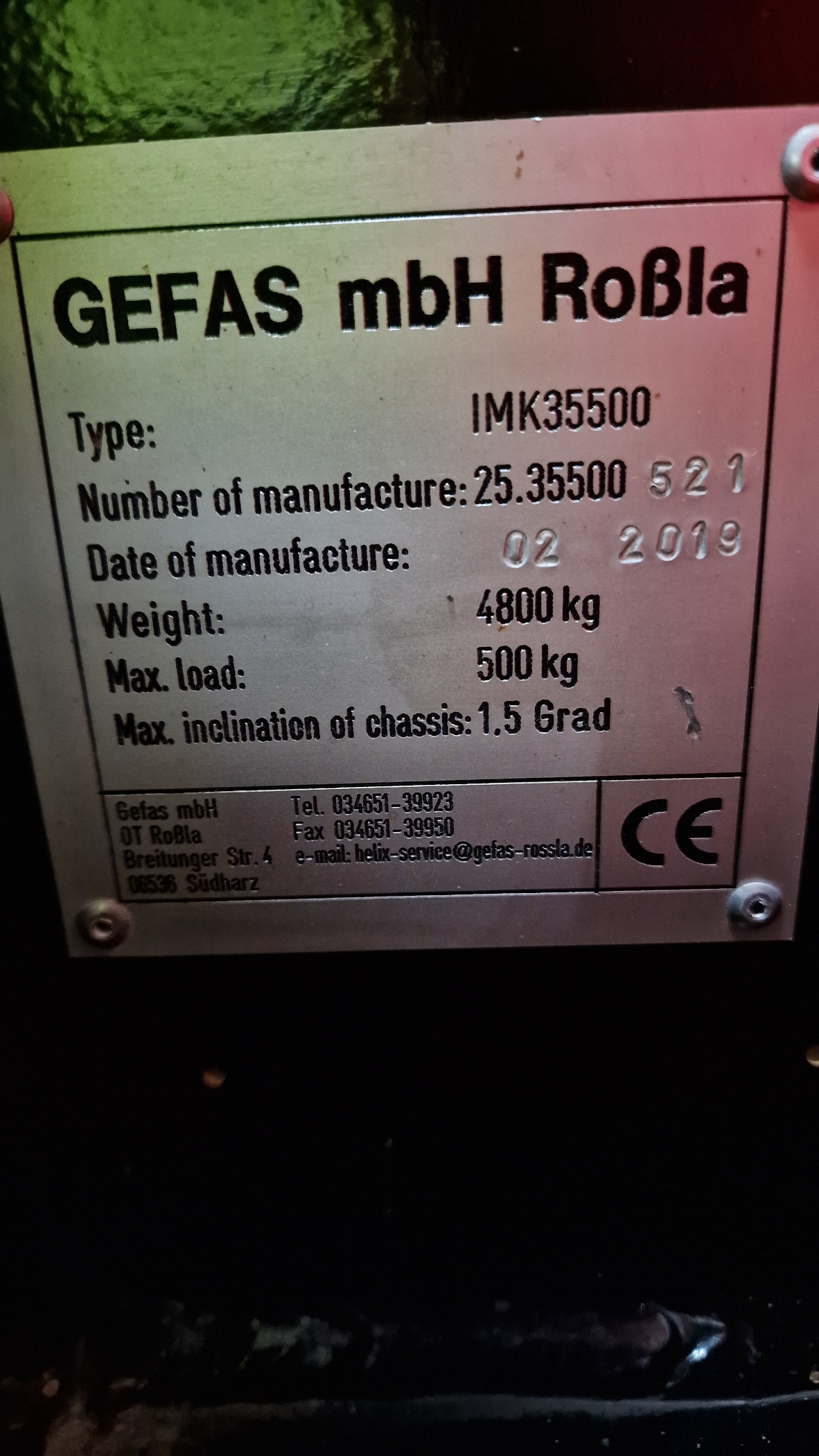 Used 2018 IMK35500 Assembly Crane