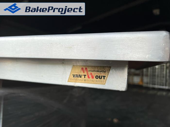 Used Work table stainless steel with plastic storage boxes