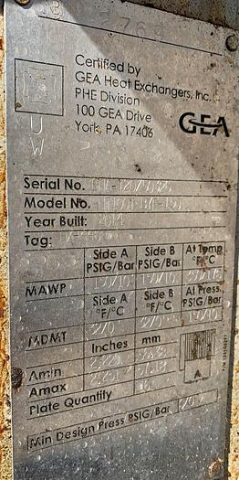 Used Heat Exchanger, Plate, 16 Plates, 316 S/st, 34" X 18", 140 PSI #S743657