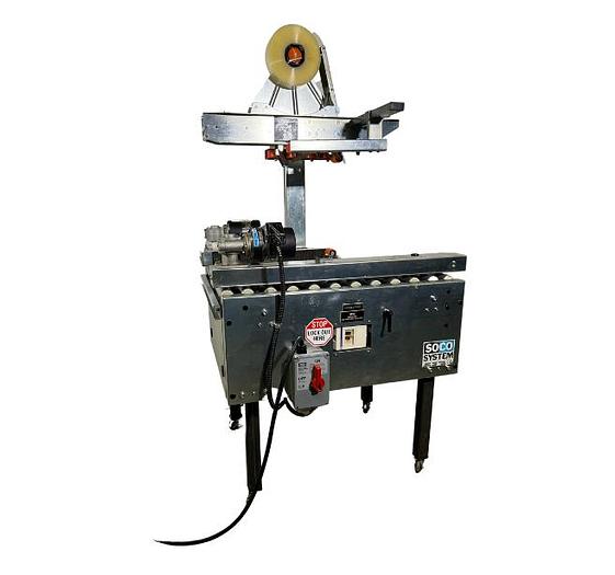 Used SOCO SYSTEM T-10 - Semi-automatic top & bottom case/box sealer