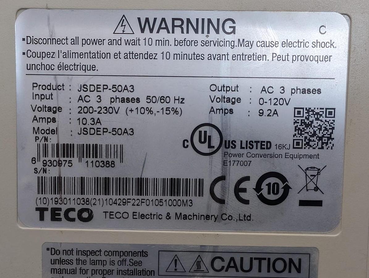 Used TECO Electric & Machinery JSDEP-50A3