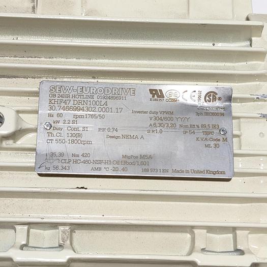 Used SEW-EURODRIVE  KHF47 DRN100L4 Motor