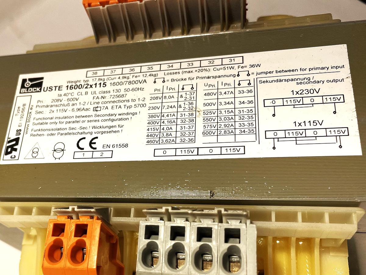 Used BLOCK USTE 1600/2x115