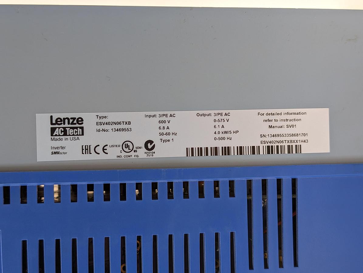Used Lenze AC Tech SMVector ESV402N06TXB