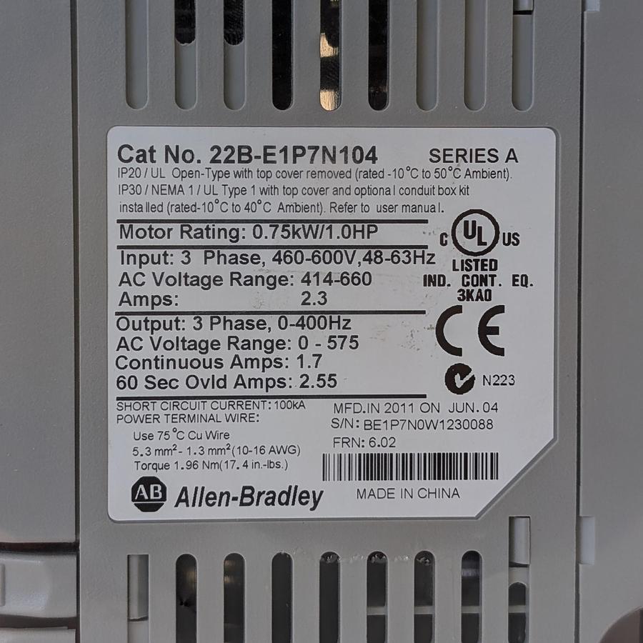 Allen-Bradley 22B-E1P7N104, série A :