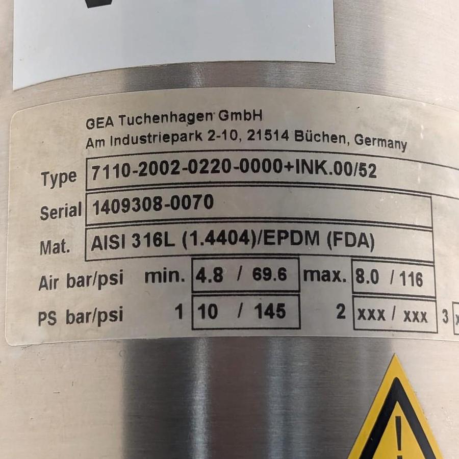 Used GEA Tuchenhagen 7110 2002 0220 0000   DN25 -100 / 1"-4" OD