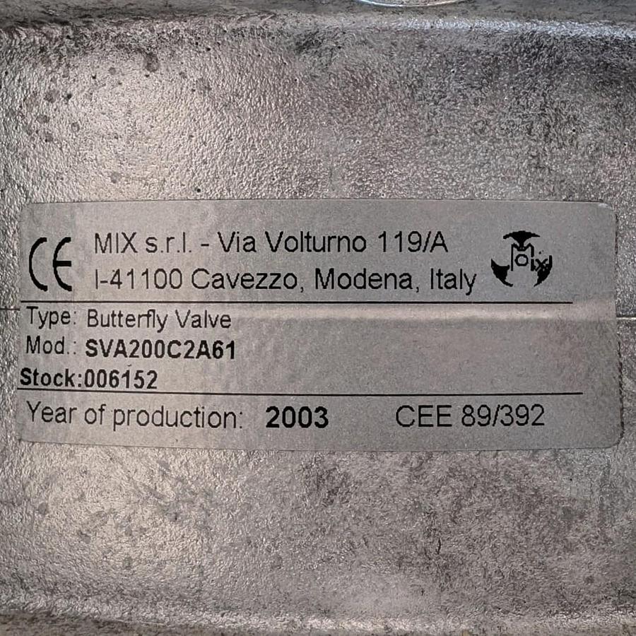 Used MIX s.r.l. SVA200C2A61 Ensemble vanne papillon avec actionneur pneumatique