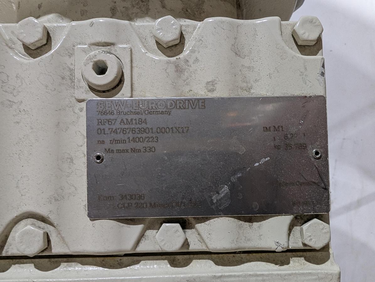 Used SEW-EURODRIVE RF67 AM184 Gearmotor – Helical Gear Unit + Wistro FLAI Bg112 Motor Cooling Fan – 230V, IP66